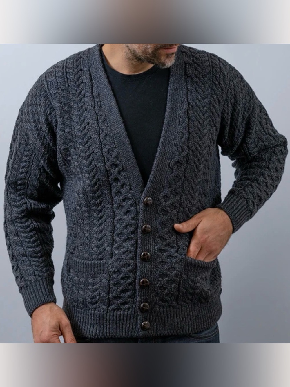 ARAN *bnwot* cable knit cardigan MADE IN IRELAND wool sweater